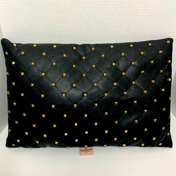 Juicy Couture Other - Juicy Couture | Black Leather Gold Studded Rectangle Throw Pillow COST REDUCED